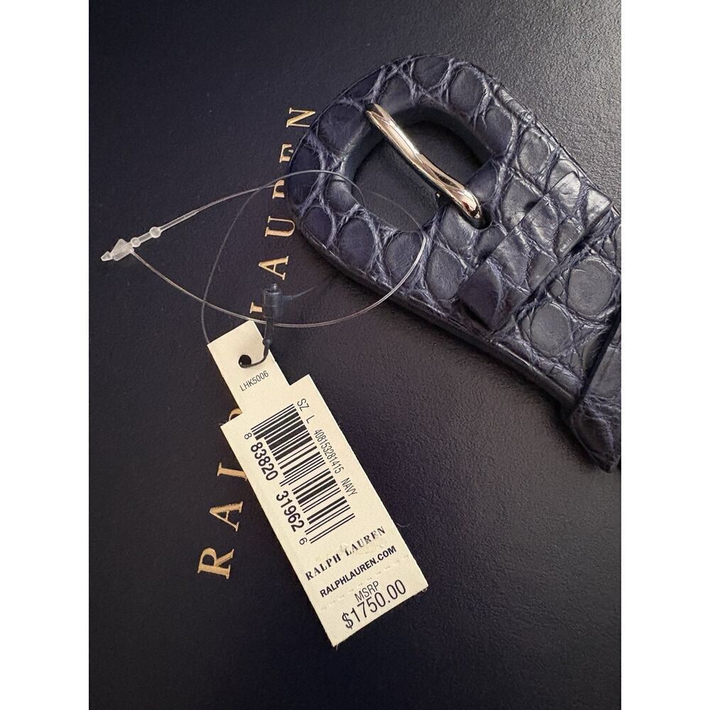 Ralph Lauren Collection Purple Label Women’s Alligator Buckle Belt L Navy $1750 - Picture 2 of 9